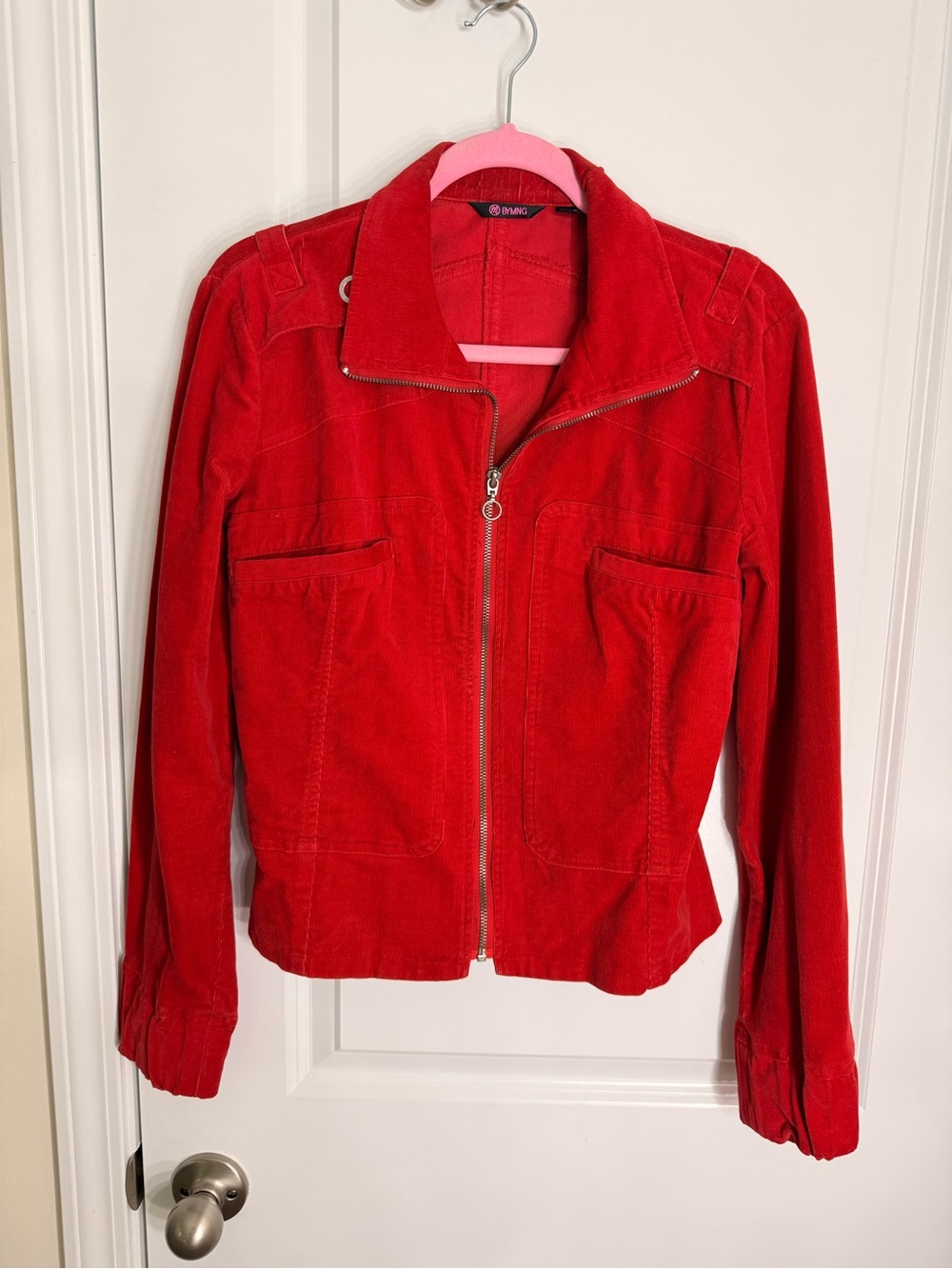Mango Red Corduroy Zip-Front Women's Jacket